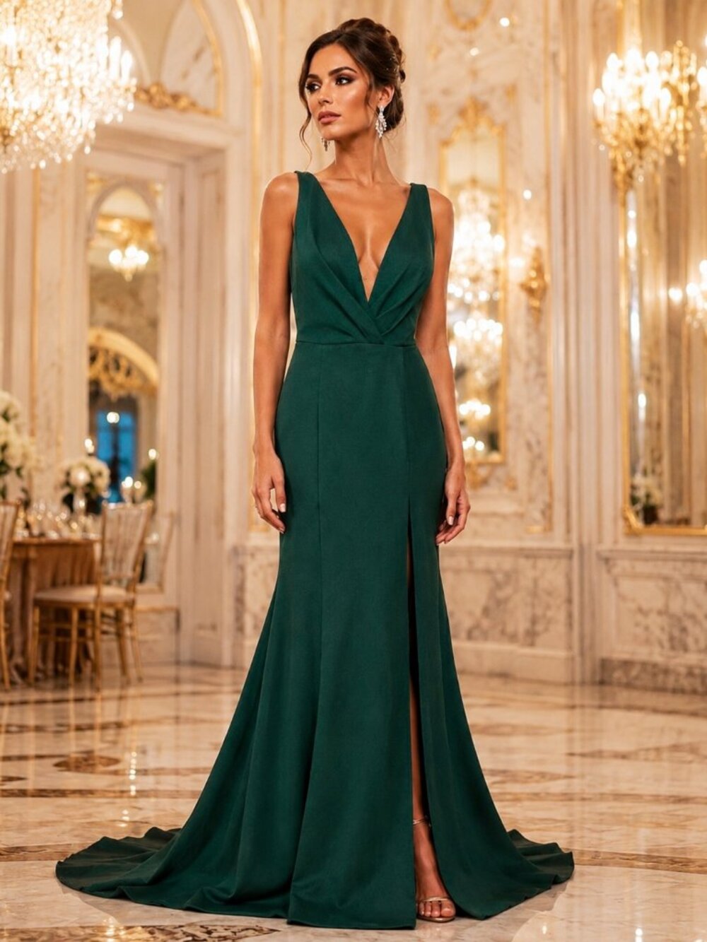 Fashion Nova Milana Emerald Green Maxi Dress Size M NWT